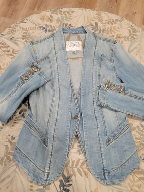 Light Wash Denim Blazer Jacket - Casual Jean Blazer